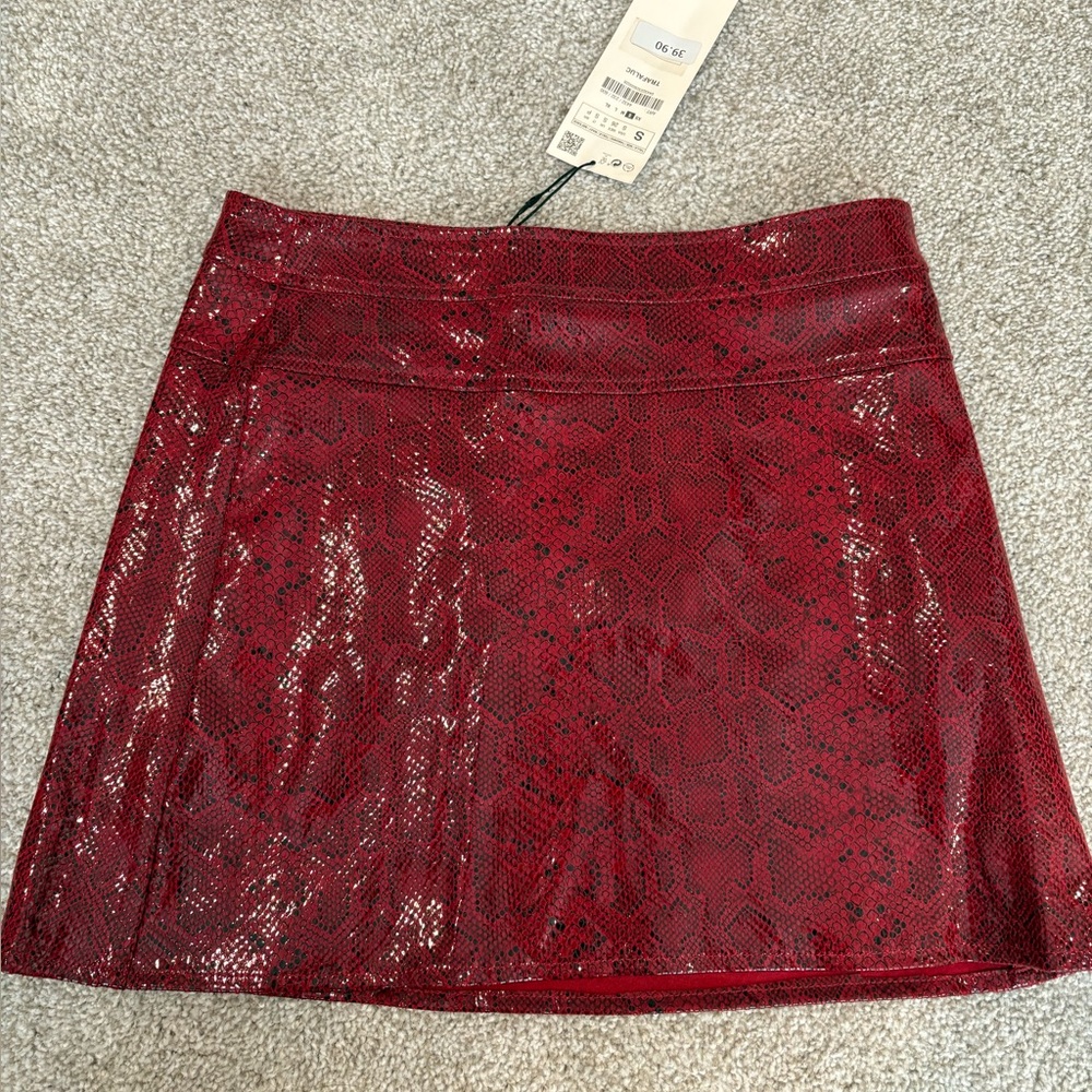 Zara skirt red snakeskin effect
